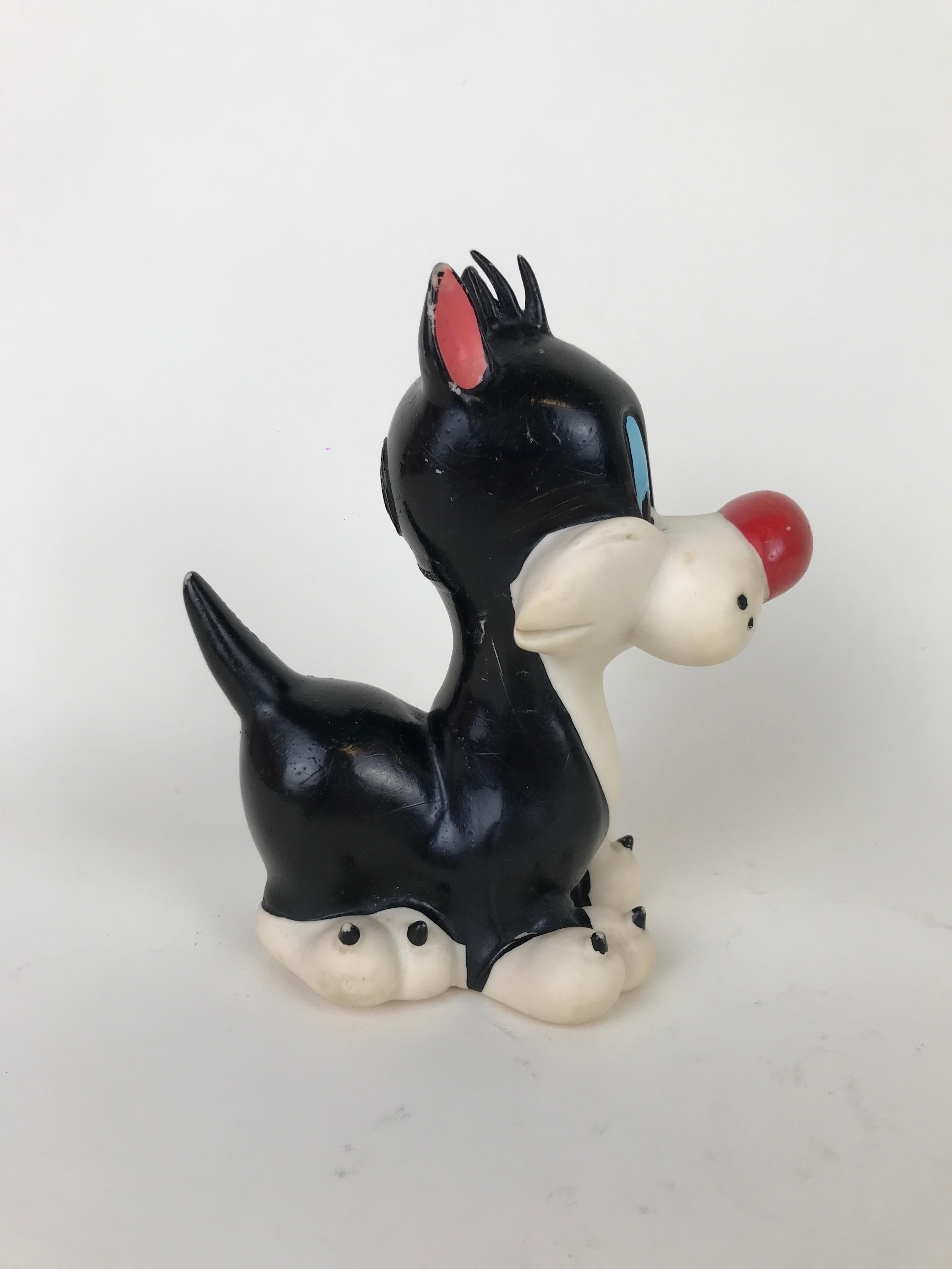 Italian 1960s Vintage Sylvester Junior Rubber Squeak Toy Made Italy by Rubbertoys