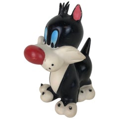 1960s Vintage Sylvester Junior Rubber Squeak Toy Made Italy by Rubbertoys