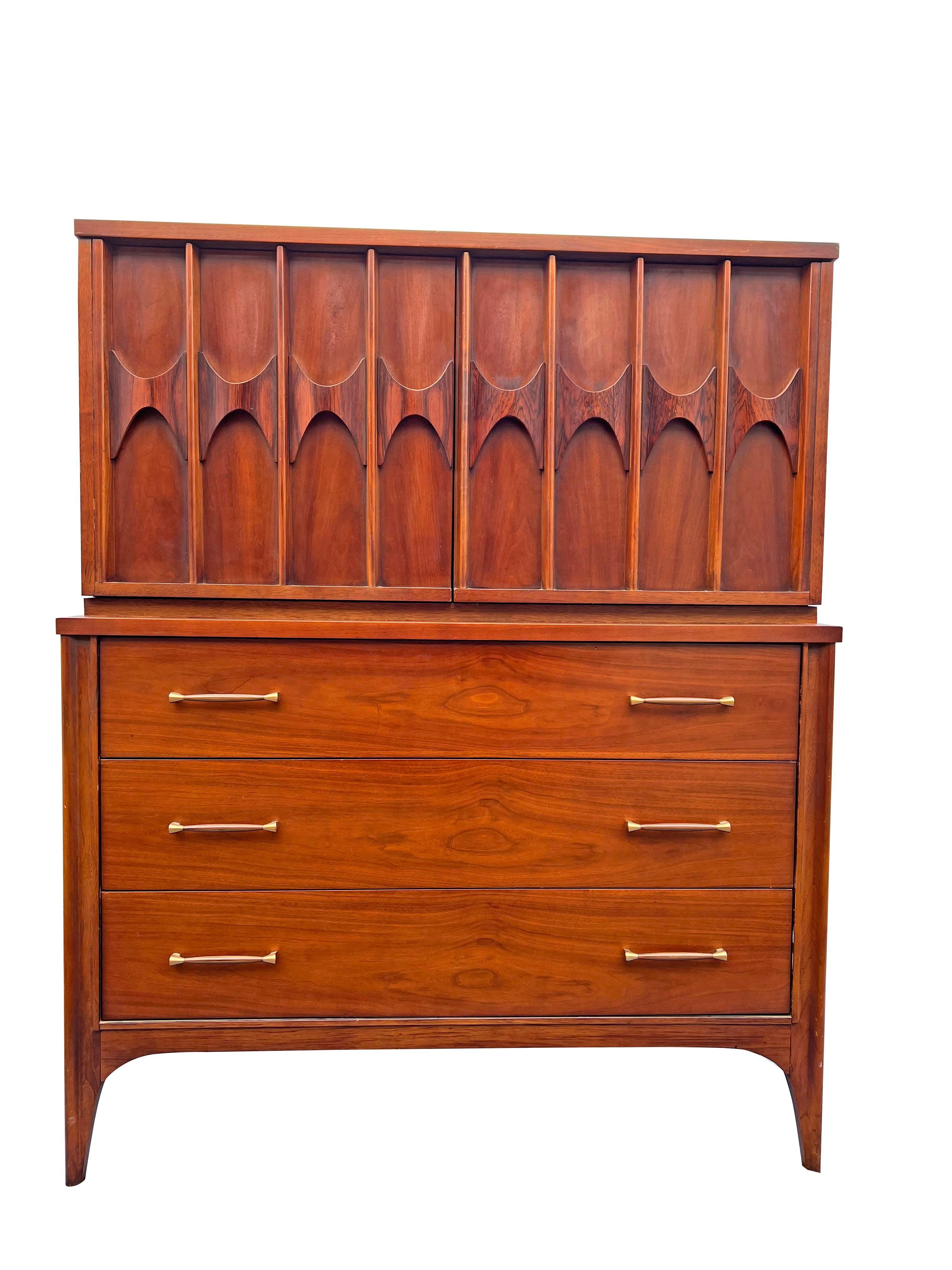 1960s Vintage Tall Highboy Dresser Perspecta by Kent Coffey in Brasilia Style 3