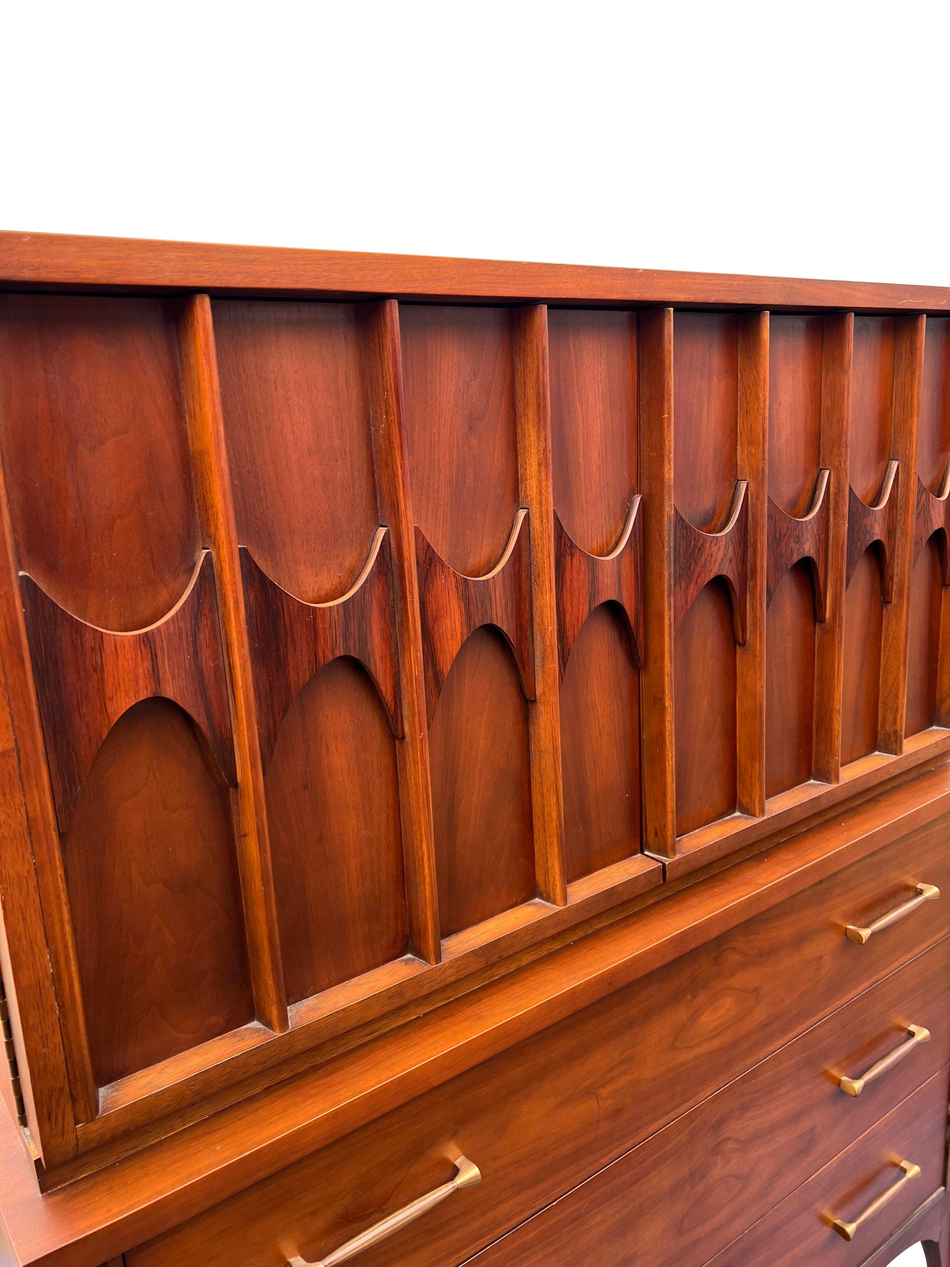 1960s Vintage Tall Highboy Dresser Perspecta by Kent Coffey in Brasilia Style 4