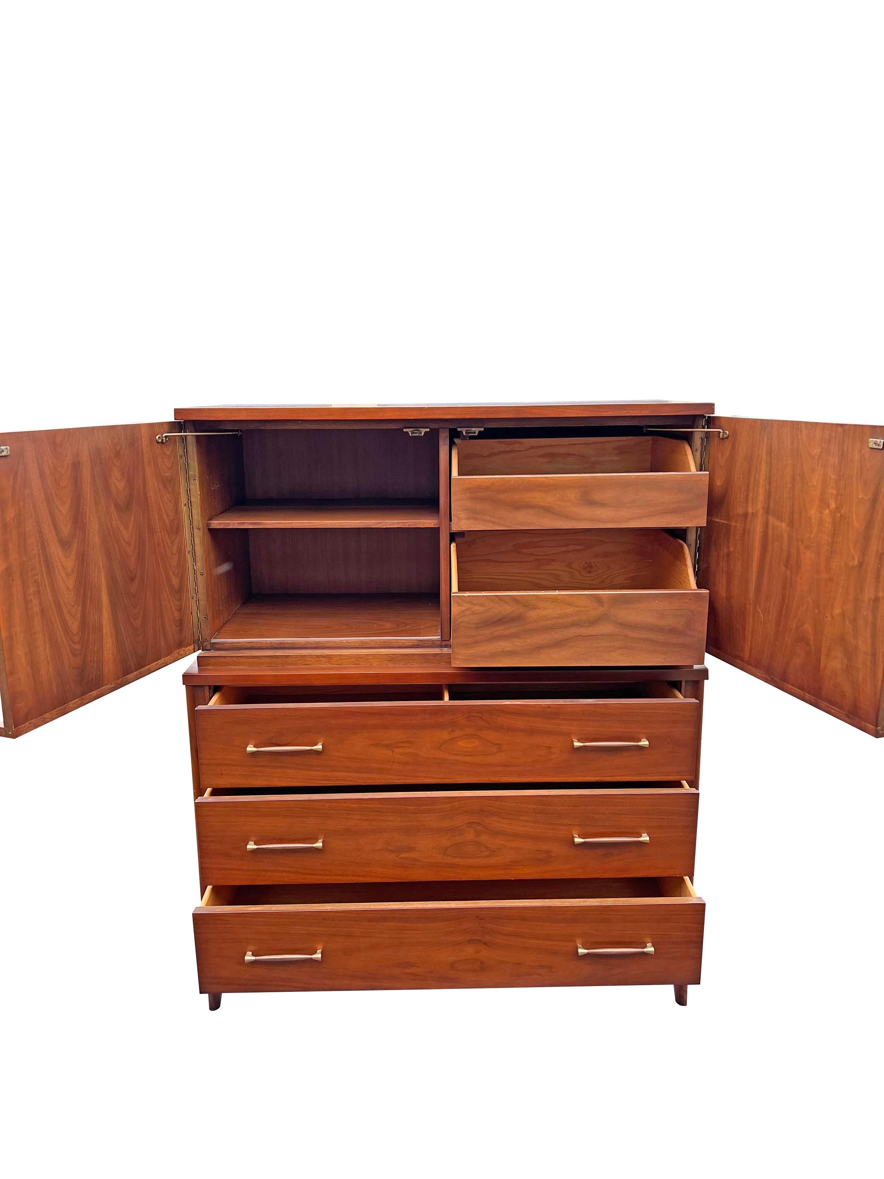 American 1960s Vintage Tall Highboy Dresser Perspecta by Kent Coffey in Brasilia Style