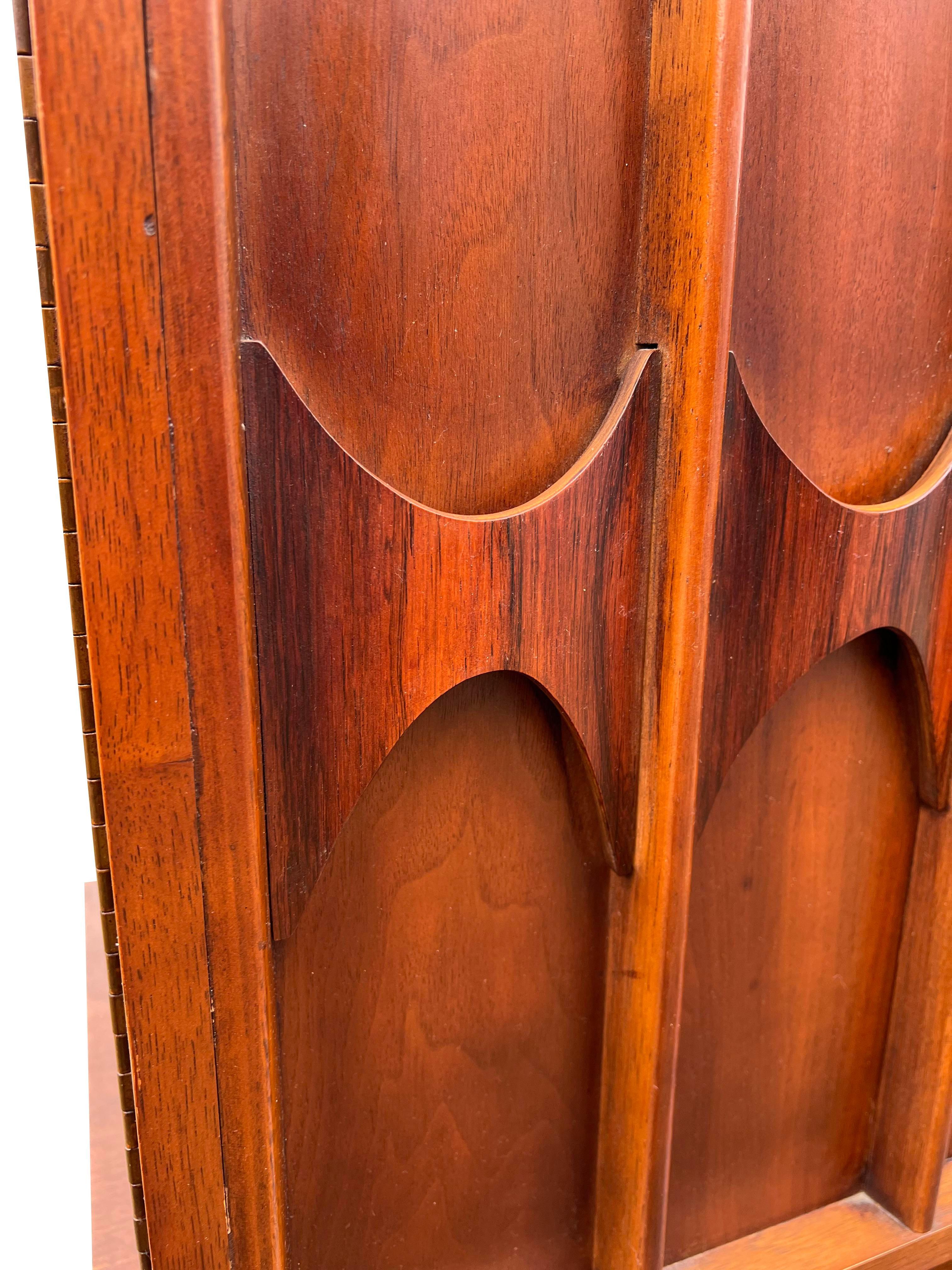 1960s Vintage Tall Highboy Dresser Perspecta by Kent Coffey in Brasilia Style In Good Condition In Saddle River, NJ