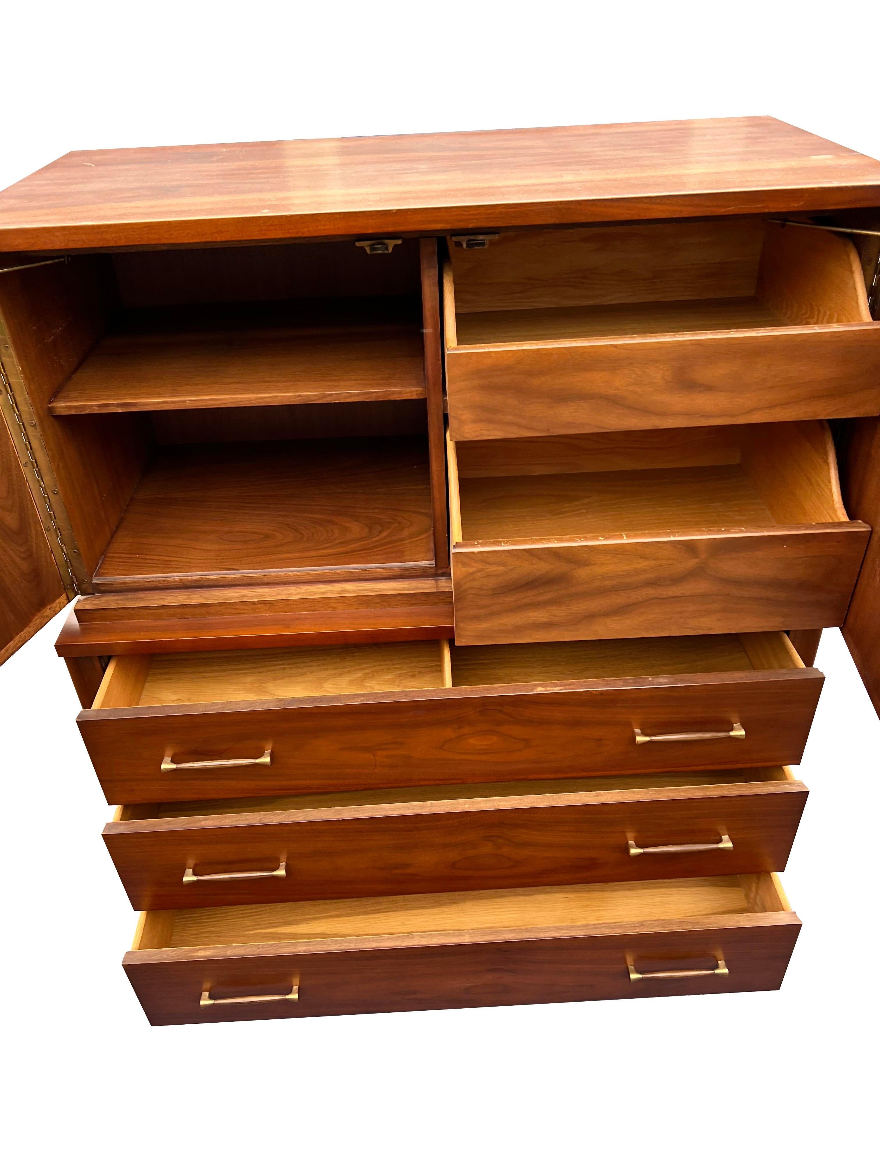 Walnut 1960s Vintage Tall Highboy Dresser Perspecta by Kent Coffey in Brasilia Style