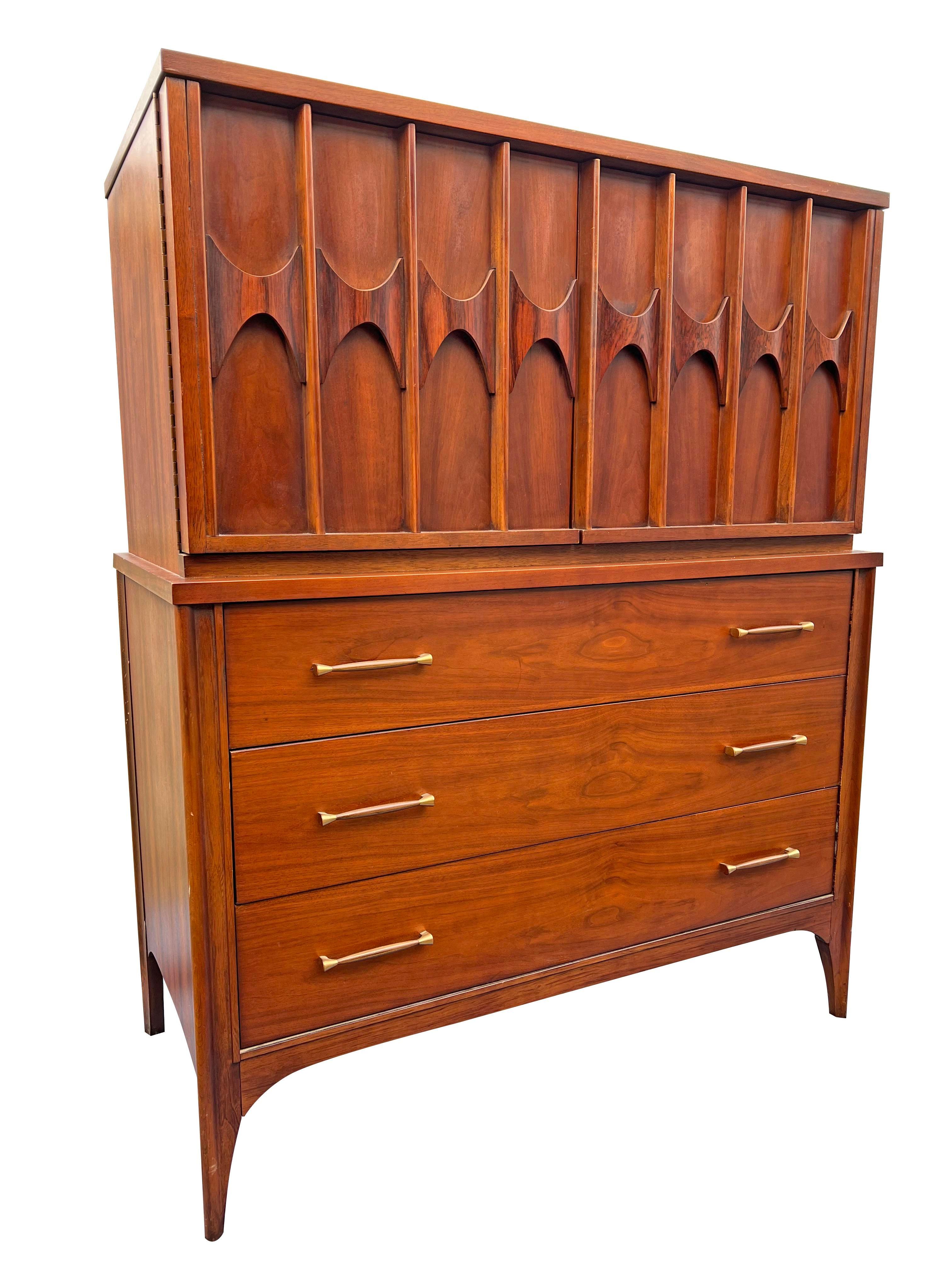1960s Vintage Tall Highboy Dresser Perspecta by Kent Coffey in Brasilia Style 1