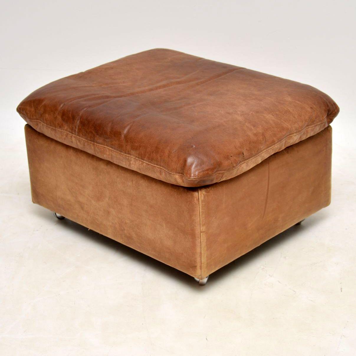 vintage leather ottoman