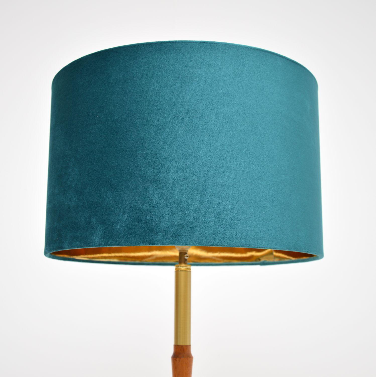 Mid-Century Modern 1960’s Vintage Teak & Brass Adjustable Floor Lamp For Sale