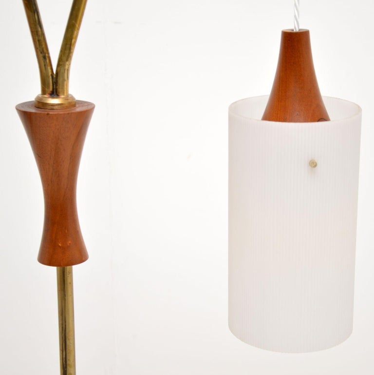 1960's Vintage Teak and Brass Floor Lamp For Sale at 1stDibs