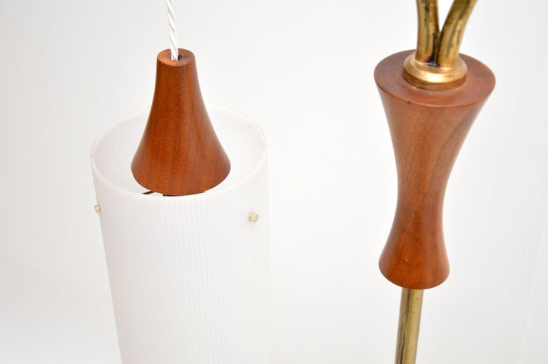 1960's Vintage Teak and Brass Floor Lamp For Sale at 1stDibs