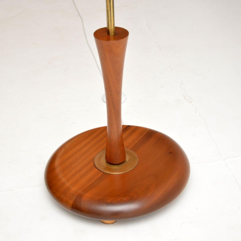 1960's Vintage Teak and Brass Floor Lamp For Sale at 1stDibs