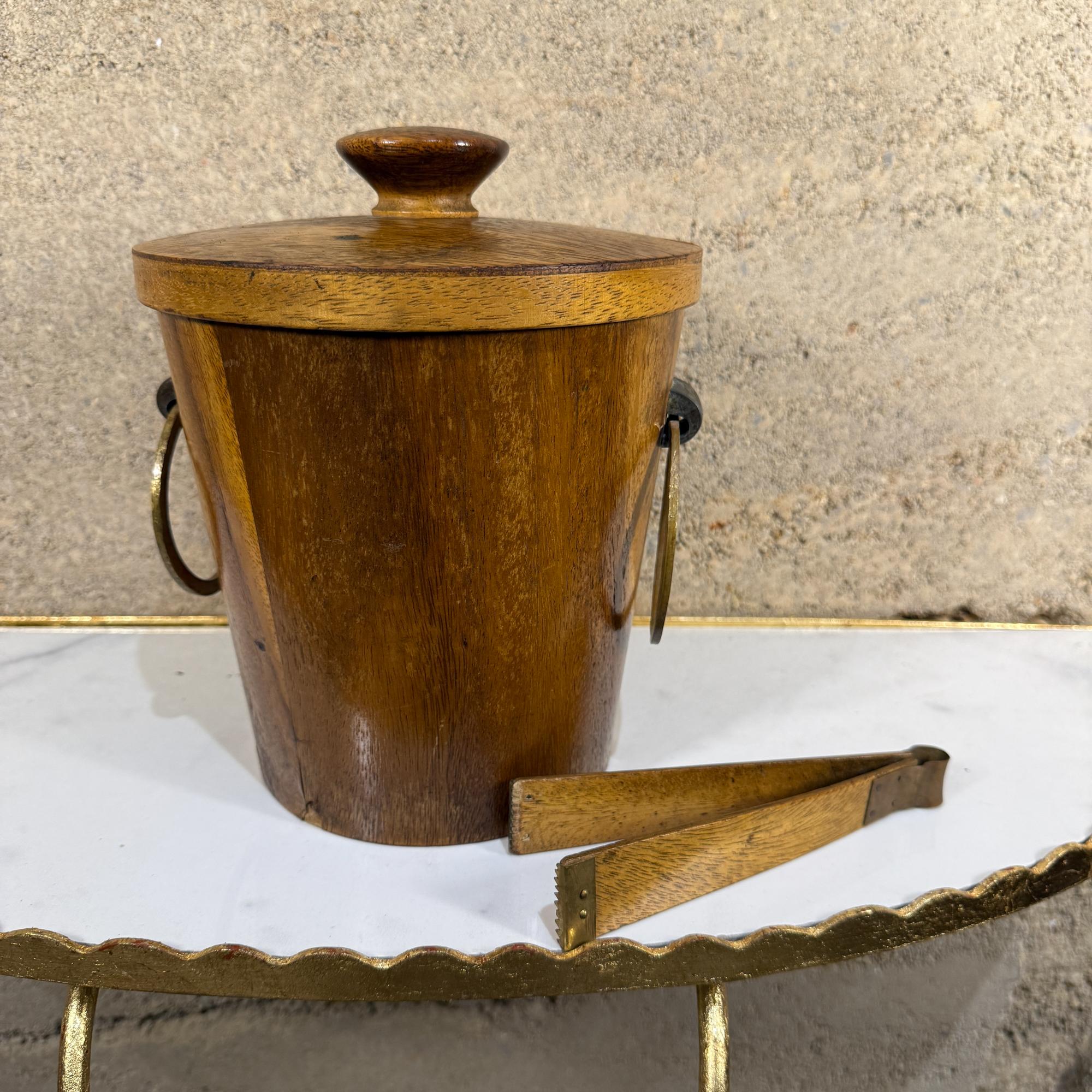 Cubitera de latón de teca vintage de los años 60 Diseño modernista México en venta 5