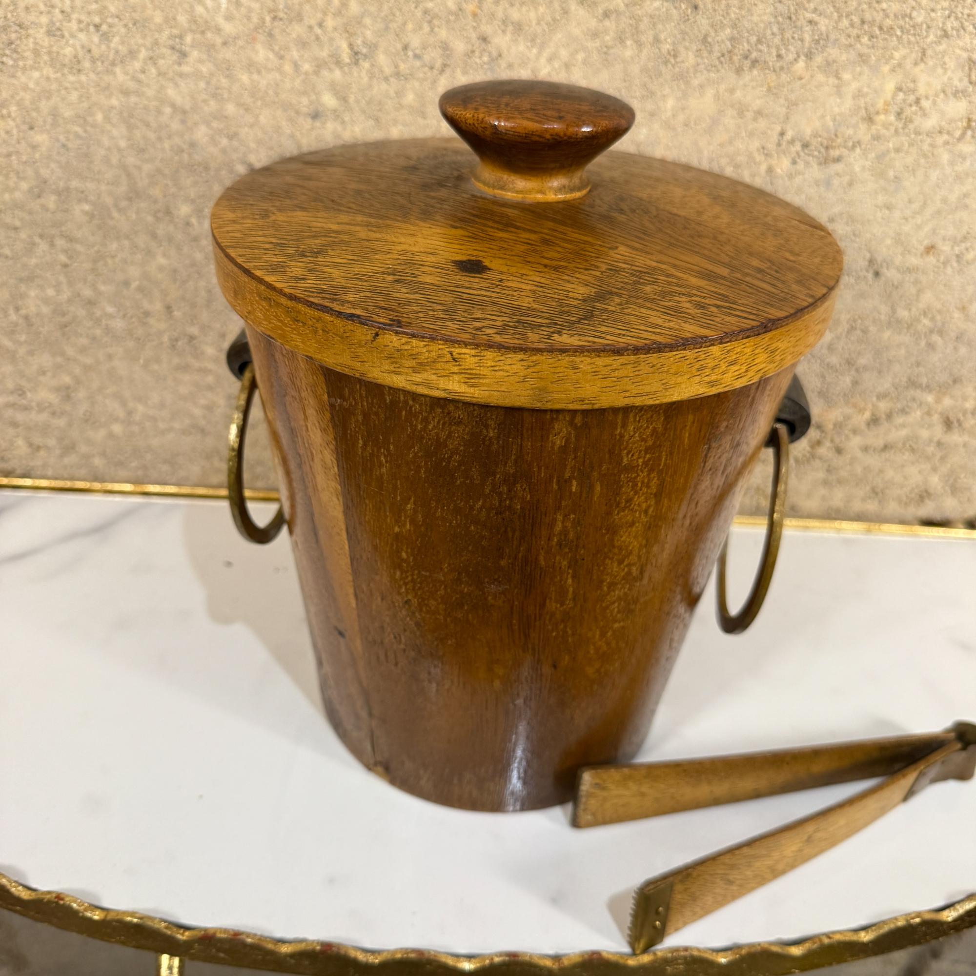 Cubitera de latón de teca vintage de los años 60 Diseño modernista México en venta 6