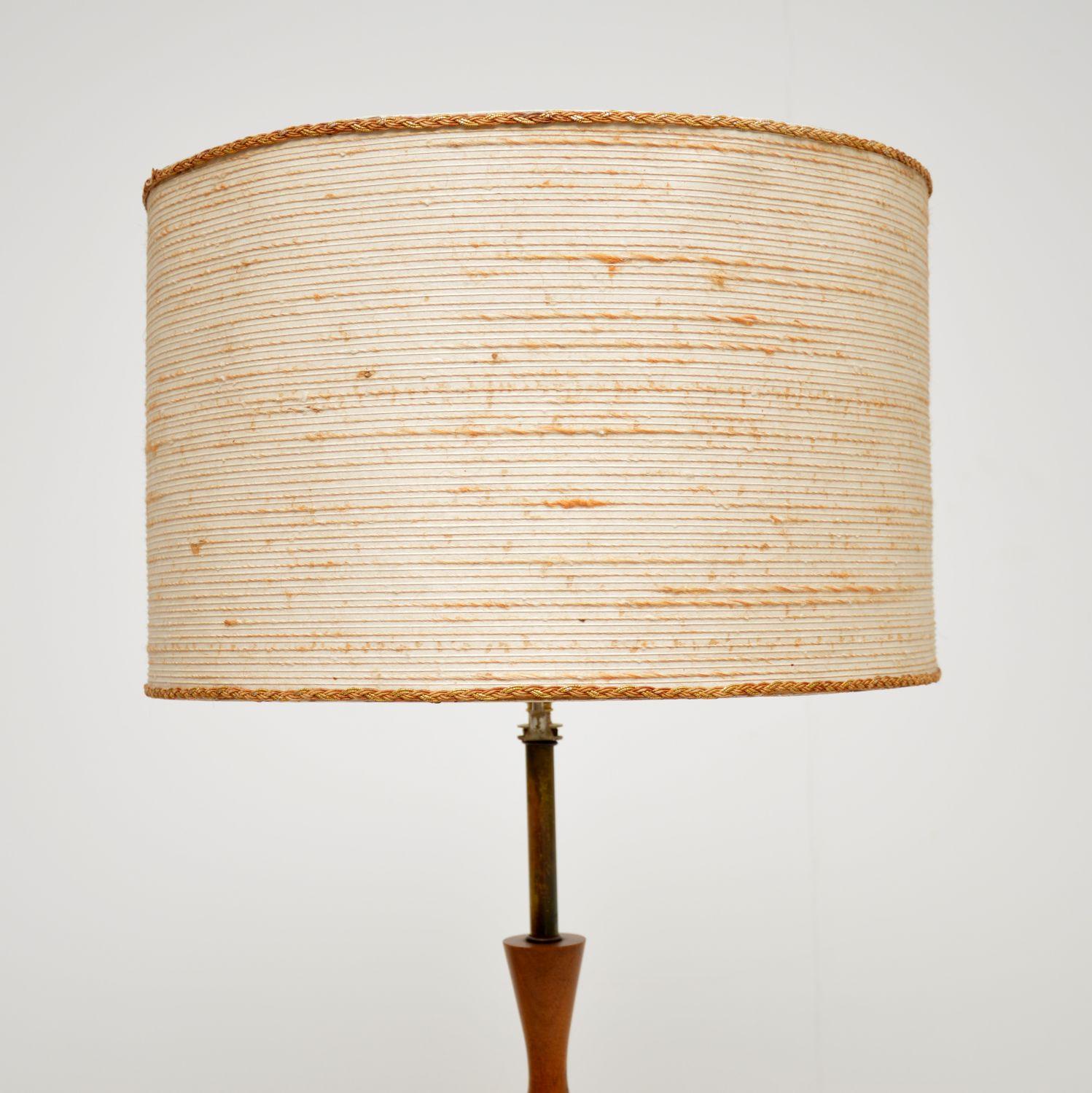 1960's Vintage Teak, Brass and Pottery Floor Lamp at 1stDibs