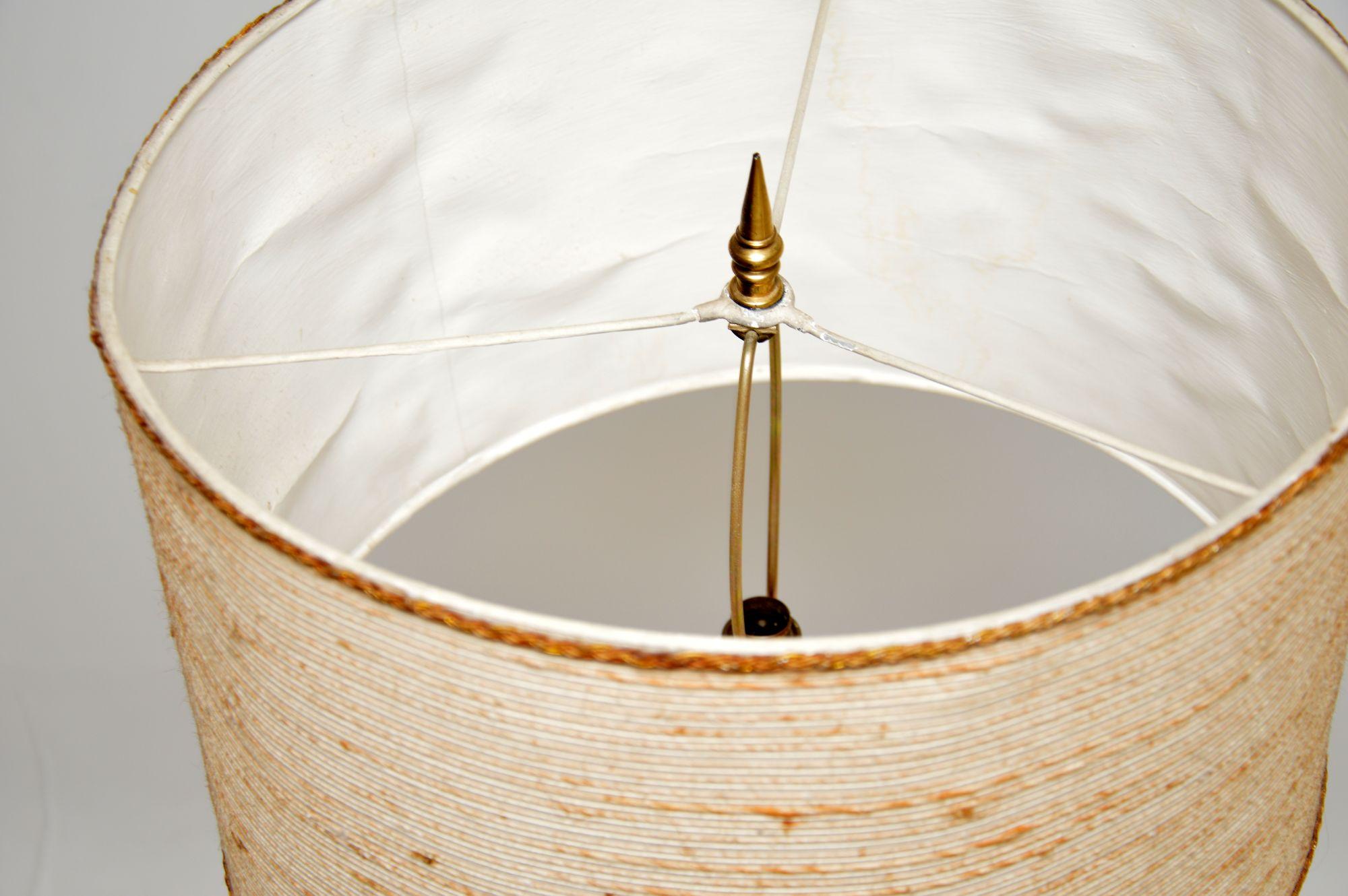 1960's Vintage Teak, Brass and Pottery Floor Lamp at 1stDibs