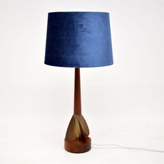 1960's Vintage Teak & Brass Rocket Table Lamp