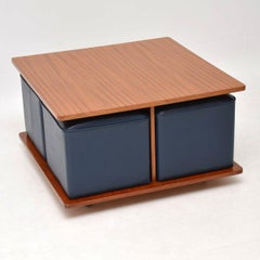 1960s Vintage Teak Coffee Table with Nesting Stools