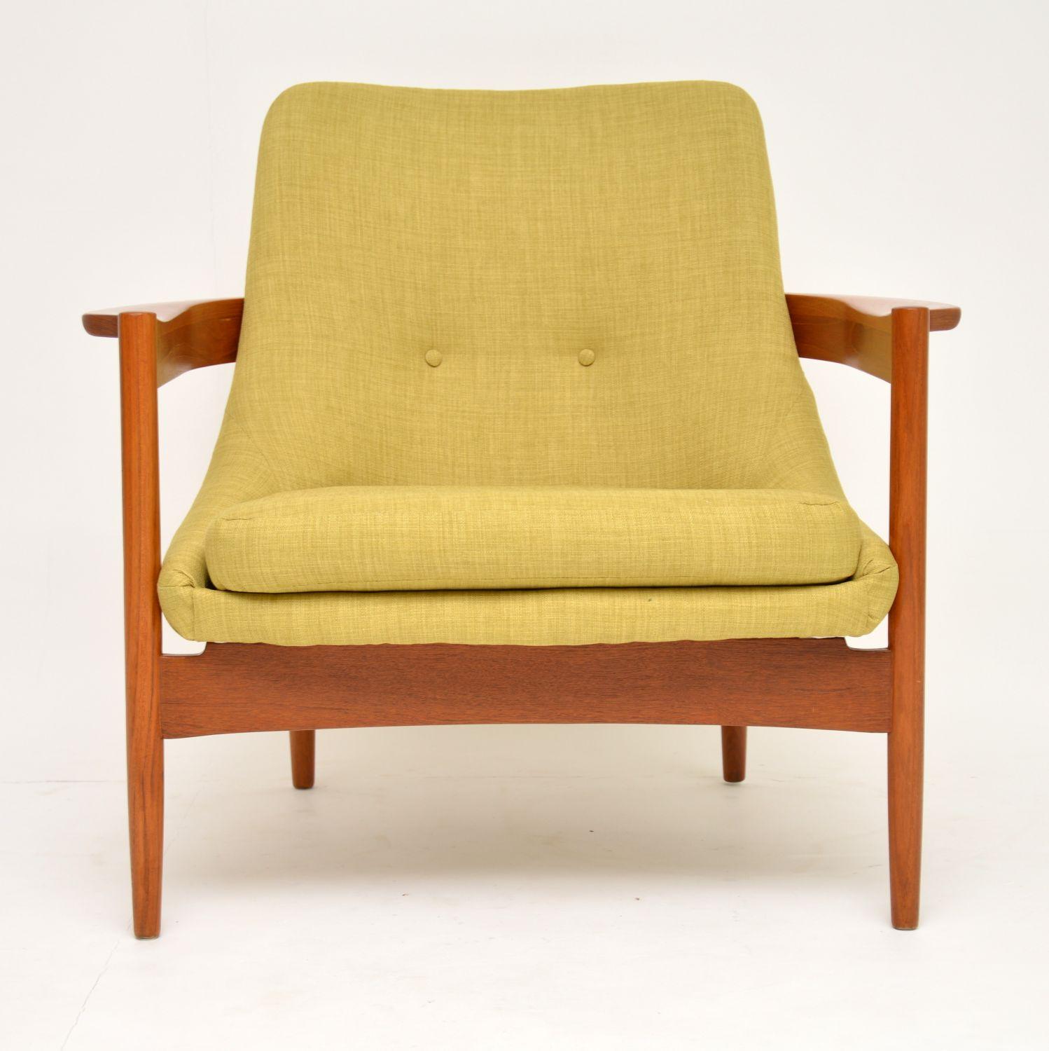 A stylish, rare and extremely comfortable vintage armchair, this is the Delta armchair, designed by Guy Rogers and dating from the 1960s. This is rarely seen, and is a superb design, it’s compact but with generous seating space, and is really so
