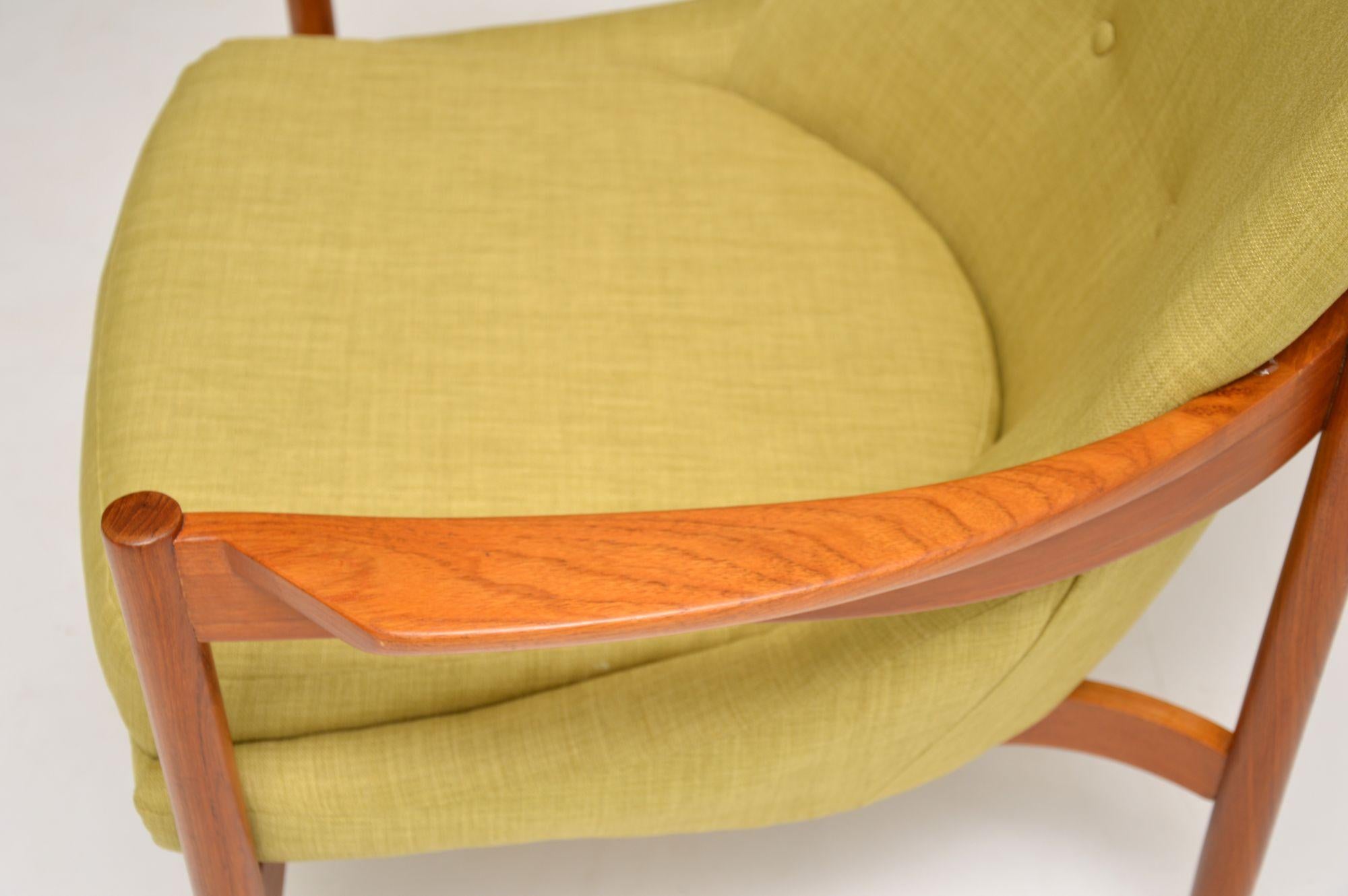 Fabric 1960s Vintage Teak ‘Delta’ Armchair by Guy Rogers