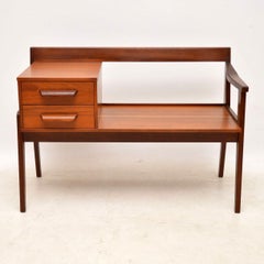 1960s Vintage Teak Entry Bench / Telephone Table