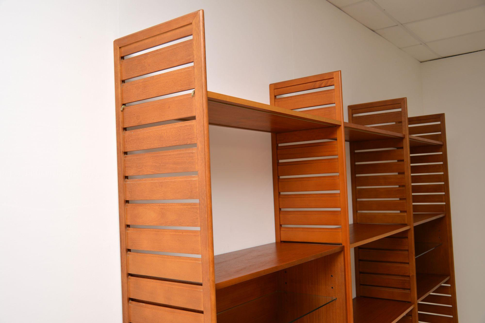 British 1960s Vintage Teak Ladderax Wall Unit Bookcase Cabinet