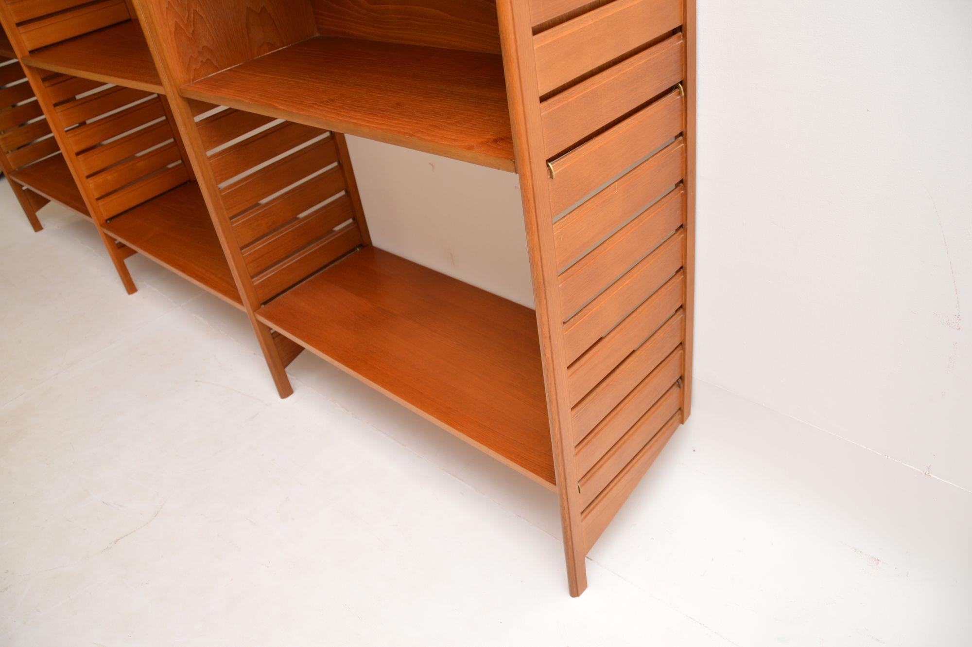 1960s Vintage Teak Ladderax Wall Unit Bookcase Cabinet 1