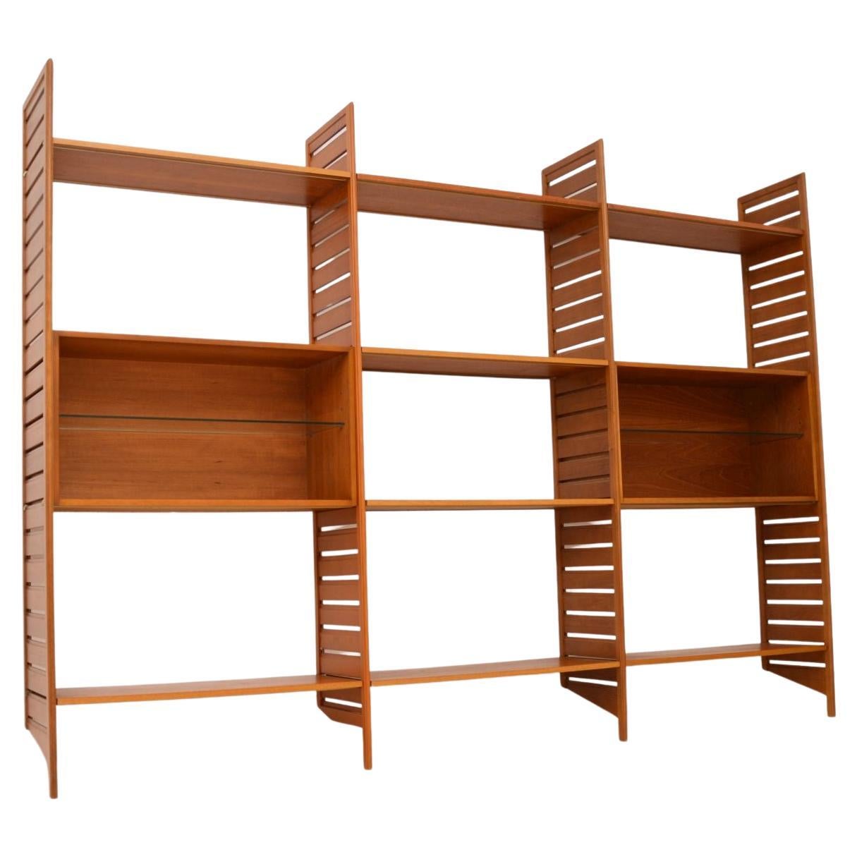 1960s Vintage Teak Ladderax Wall Unit Bookcase Cabinet