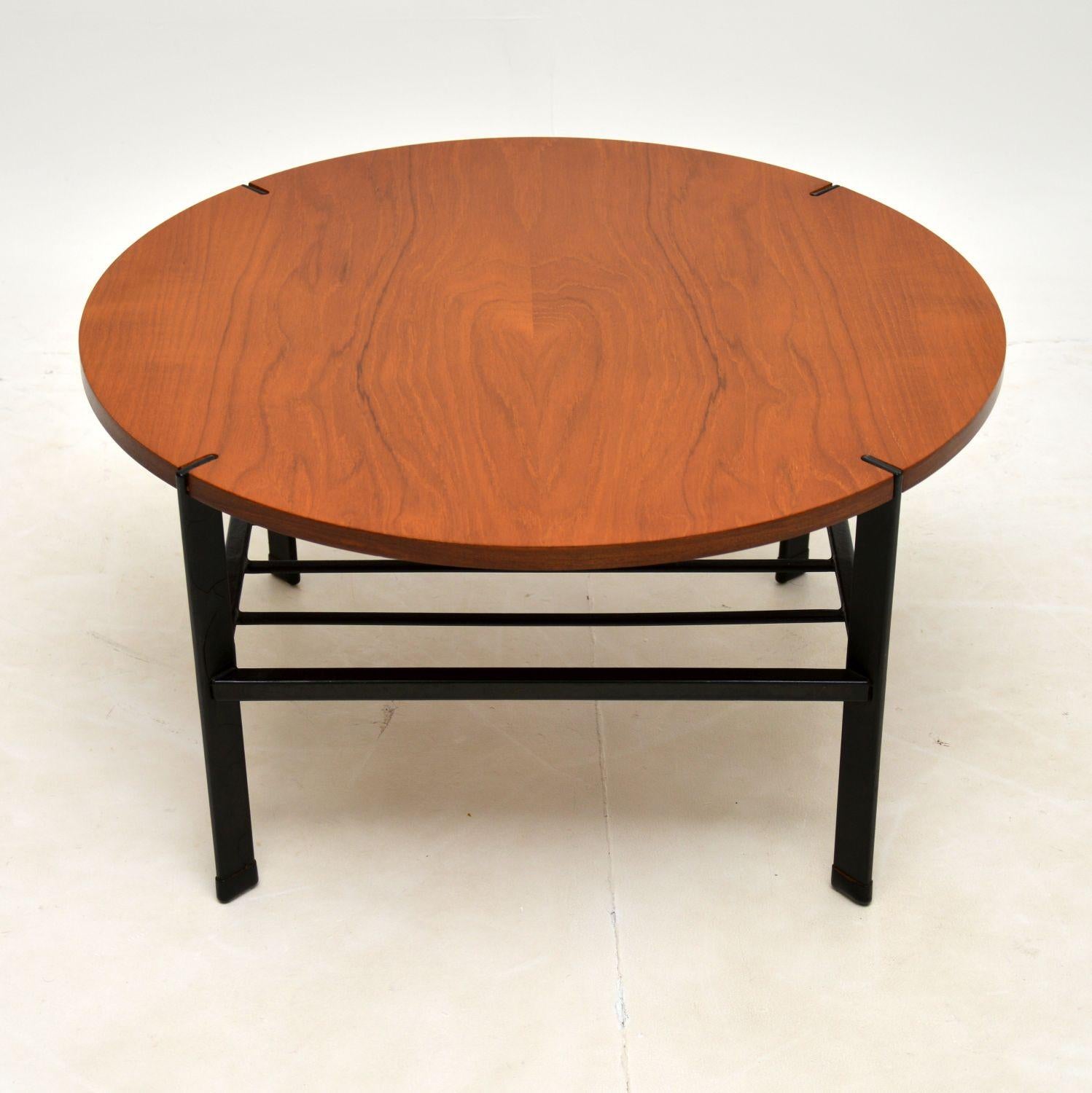 Mid-Century Modern 1960's Vintage Teak & Steel Coffee Table