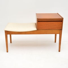 1960s Vintage Teak Telephone Bench