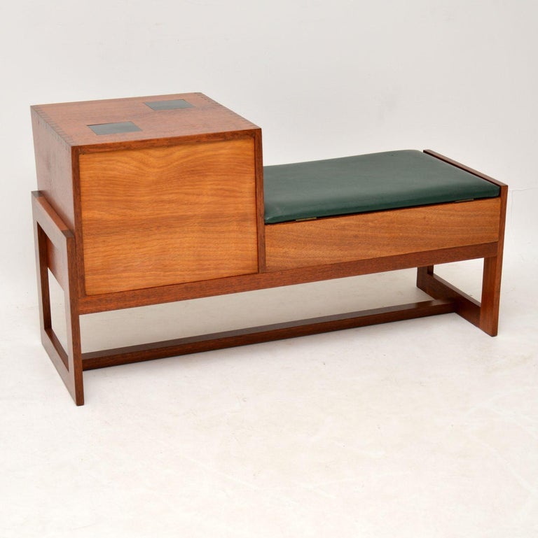 1960s Vintage Teak Telephone Entry Bench / Stool at 1stDibs