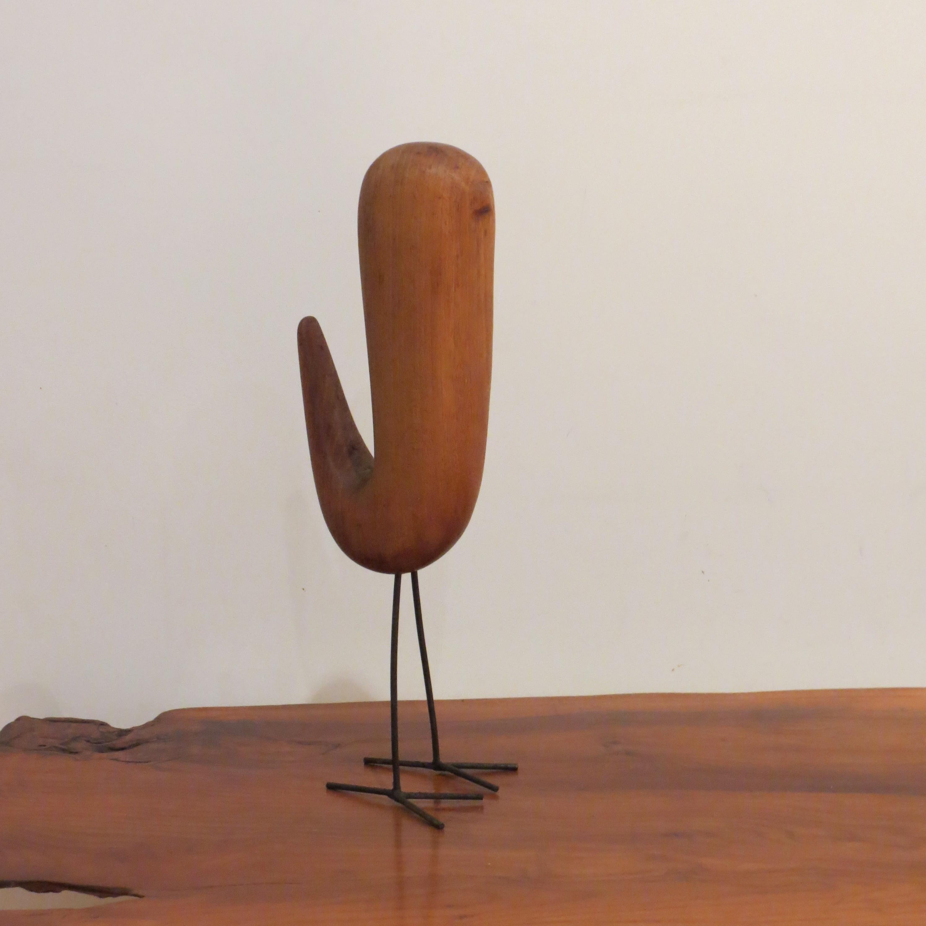 Holz-Vogel-Skulptur aus Teakholz, Vintage, 1960er Jahre (20. Jahrhundert)