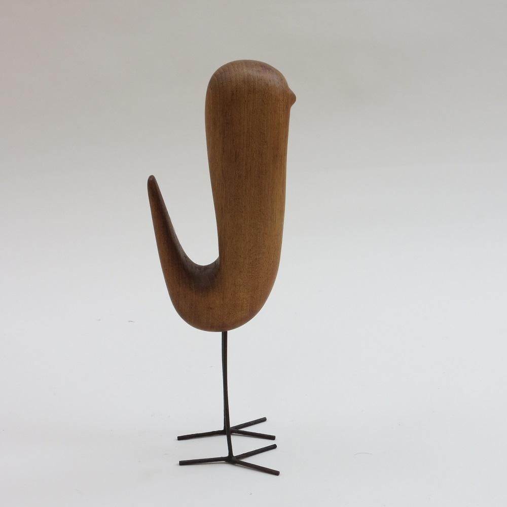 Holz-Vogel-Skulptur aus Teakholz, Vintage, 1960er Jahre 1