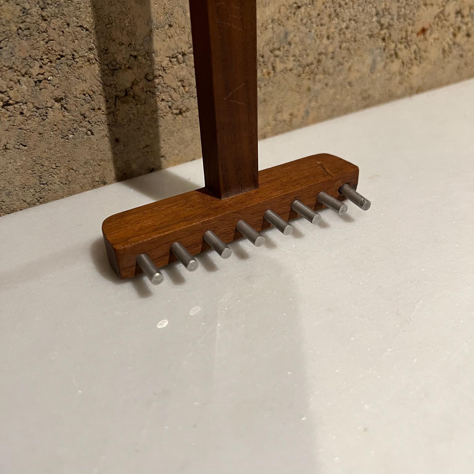 1960s Modern Danish Vintage rake tool grate in teakwood with aluminum 
22.25 T x 4 W x 1.25 D
Preowned original vintage condition with imperfections.
See images provided please.