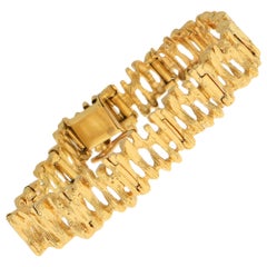 1960er Jahre Vintage Baumrinde Gliederarmband Set in 18 Karat Gelb