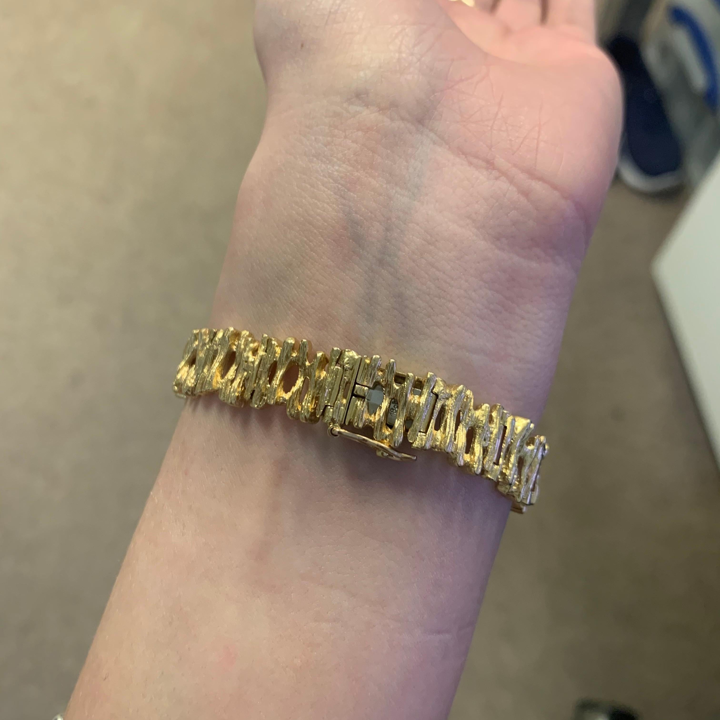 1960er Jahre Vintage Baumrinde Gliederarmband Set in 18 Karat Gelb 2