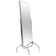 1960s Retro Tubular Chrome Cheval Mirror