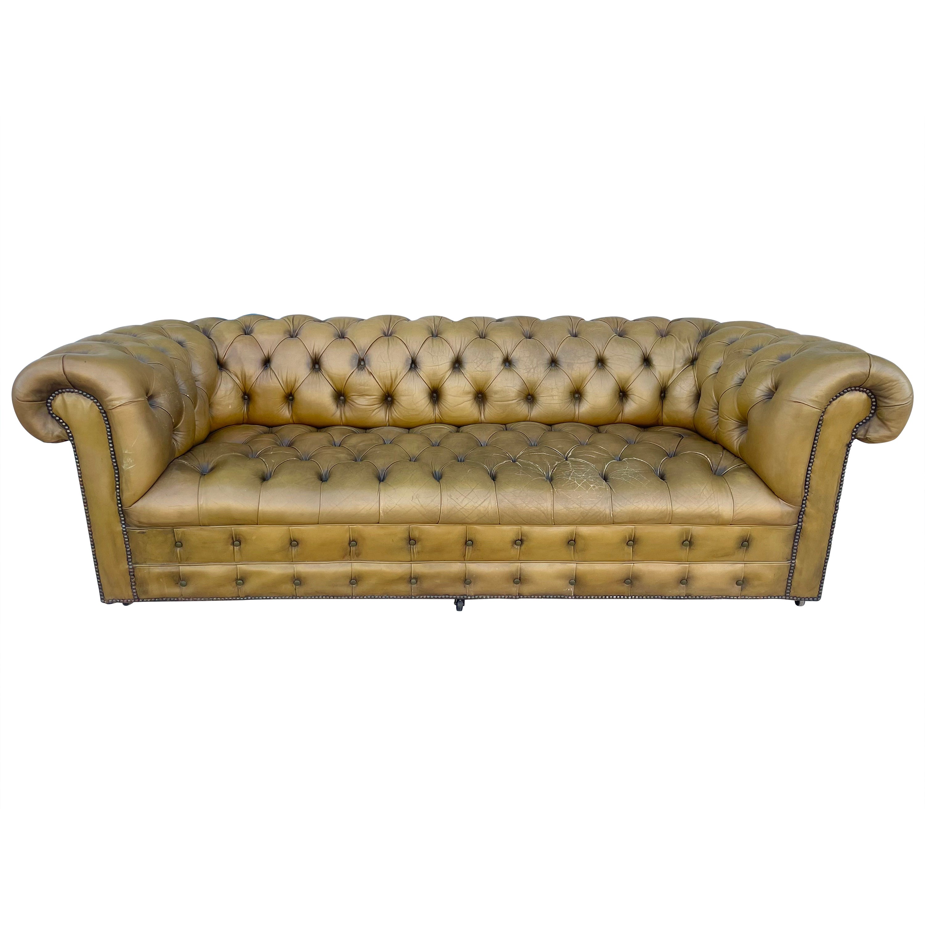 1960s Vintage Tufted Leather Sofa