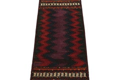 1960s Vintage Turkish Kilim rug in Purple Chevron Pattern by Rug & Kilim