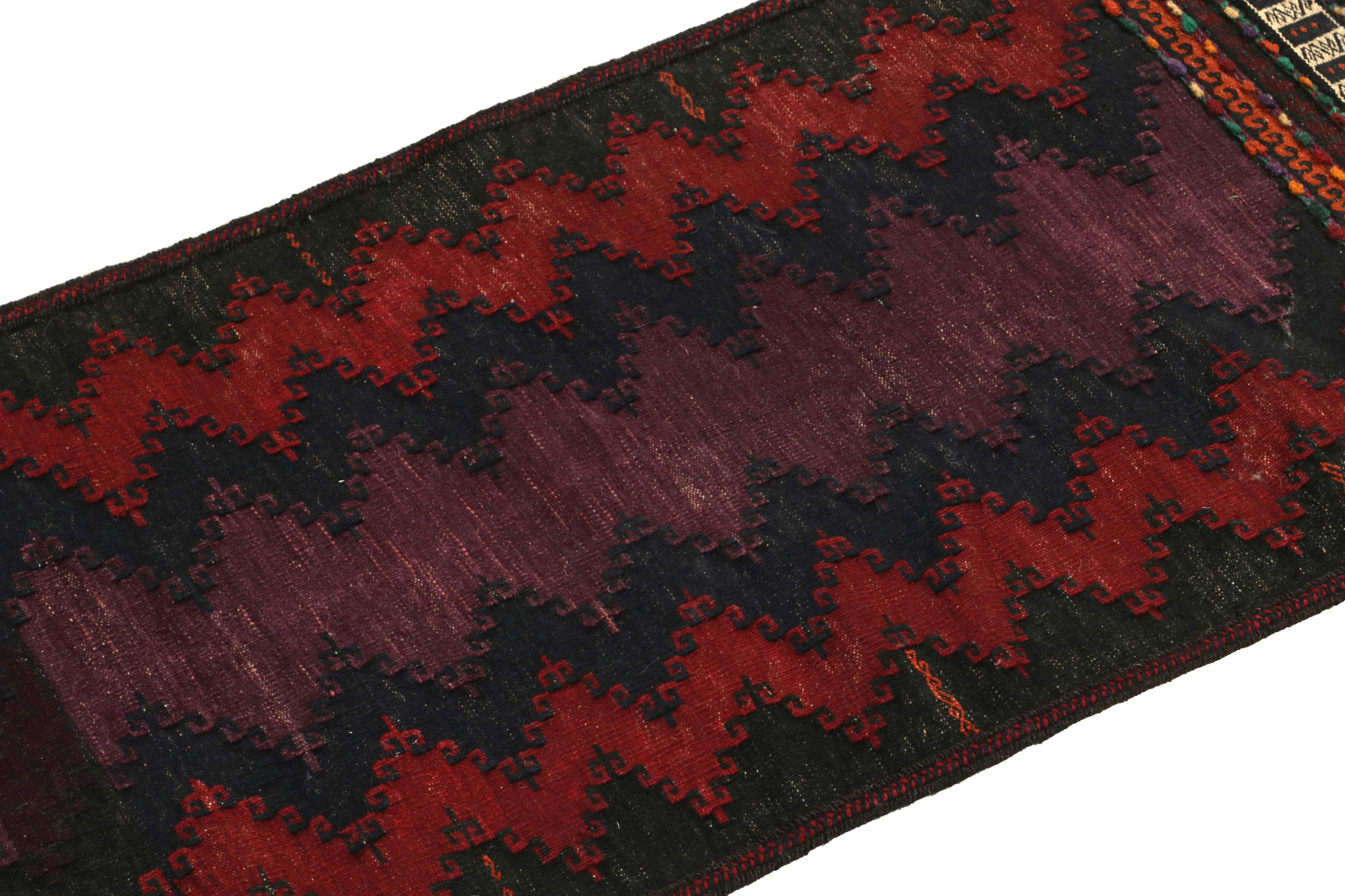 Tribal 1960s Vintage Turkish Kilim rug in Purple Chevron Pattern by Rug & Kilim For Sale