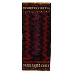 1960s Vintage Turkish Kilim rug in Purple Chevron Pattern by Rug & Kilim