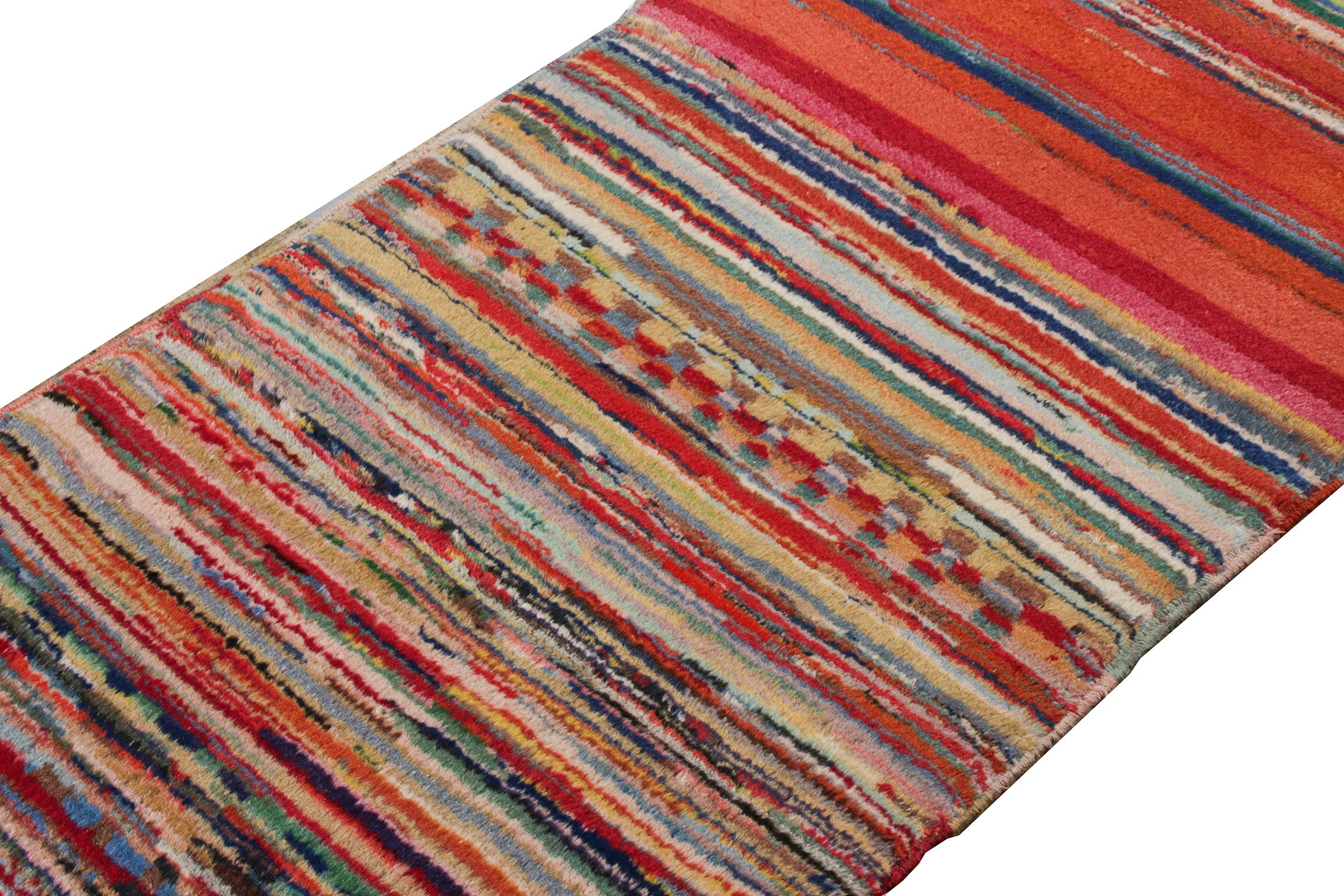 Turkish 1960s Vintage Mid-Century Runner in Multicolour Striped Pattern by Rug & Kilim For Sale