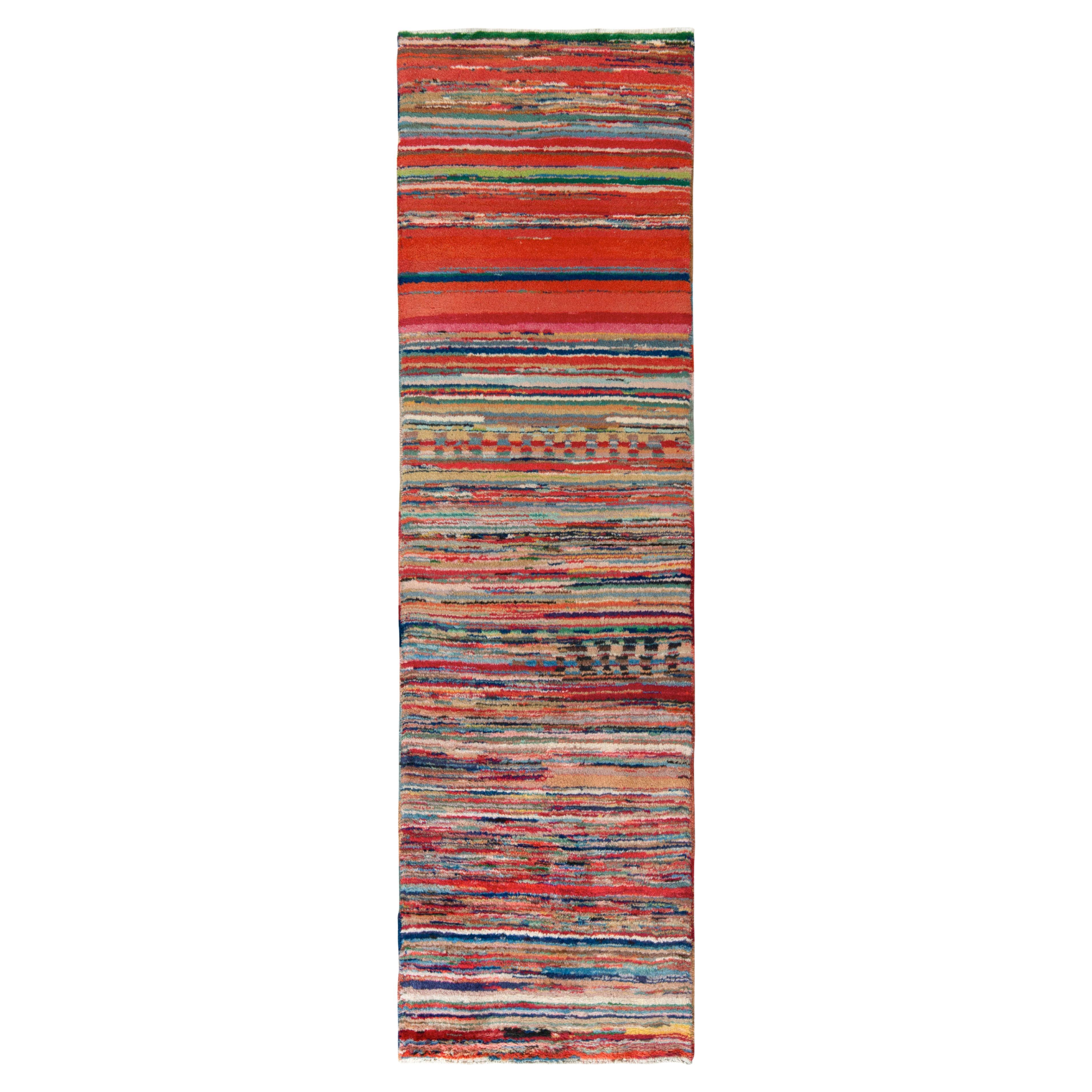 1960s Vintage Mid-Century Runner in Multicolour Striped Pattern by Rug & Kilim