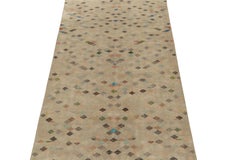 1960s Vintage Turkish Rug in Beige-Brown, Colorful Square Pattern by Rug & Kilim