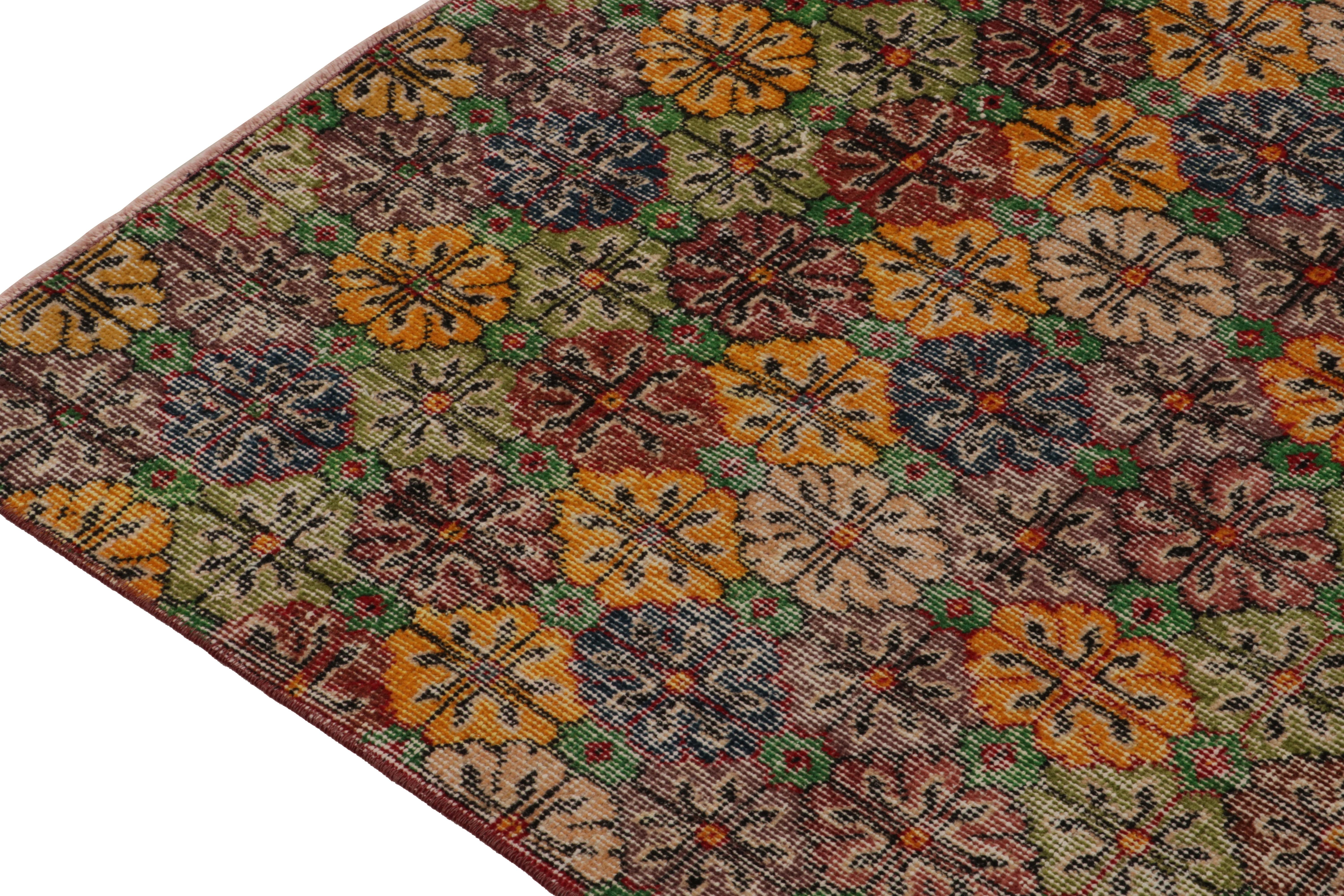 1960s Vintage Turkish Rug in Green & Orange Geometric Pattern by Rug & Kilim In Good Condition For Sale In Long Island City, NY