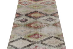 1960s Vintage Turkish Rug in White & Colorful Geometric Pattern by Rug & Kilim