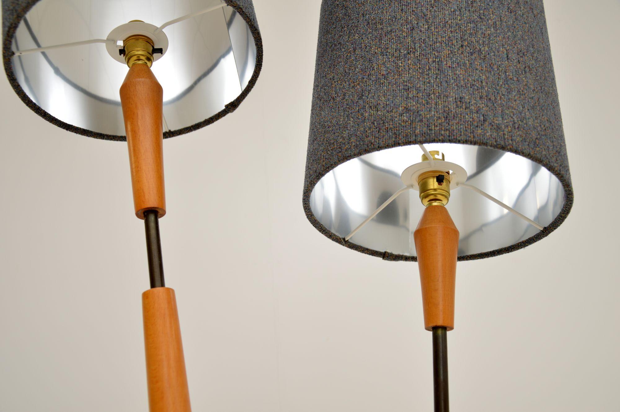 English 1960's Vintage Two Headed Floor Lamp For Sale