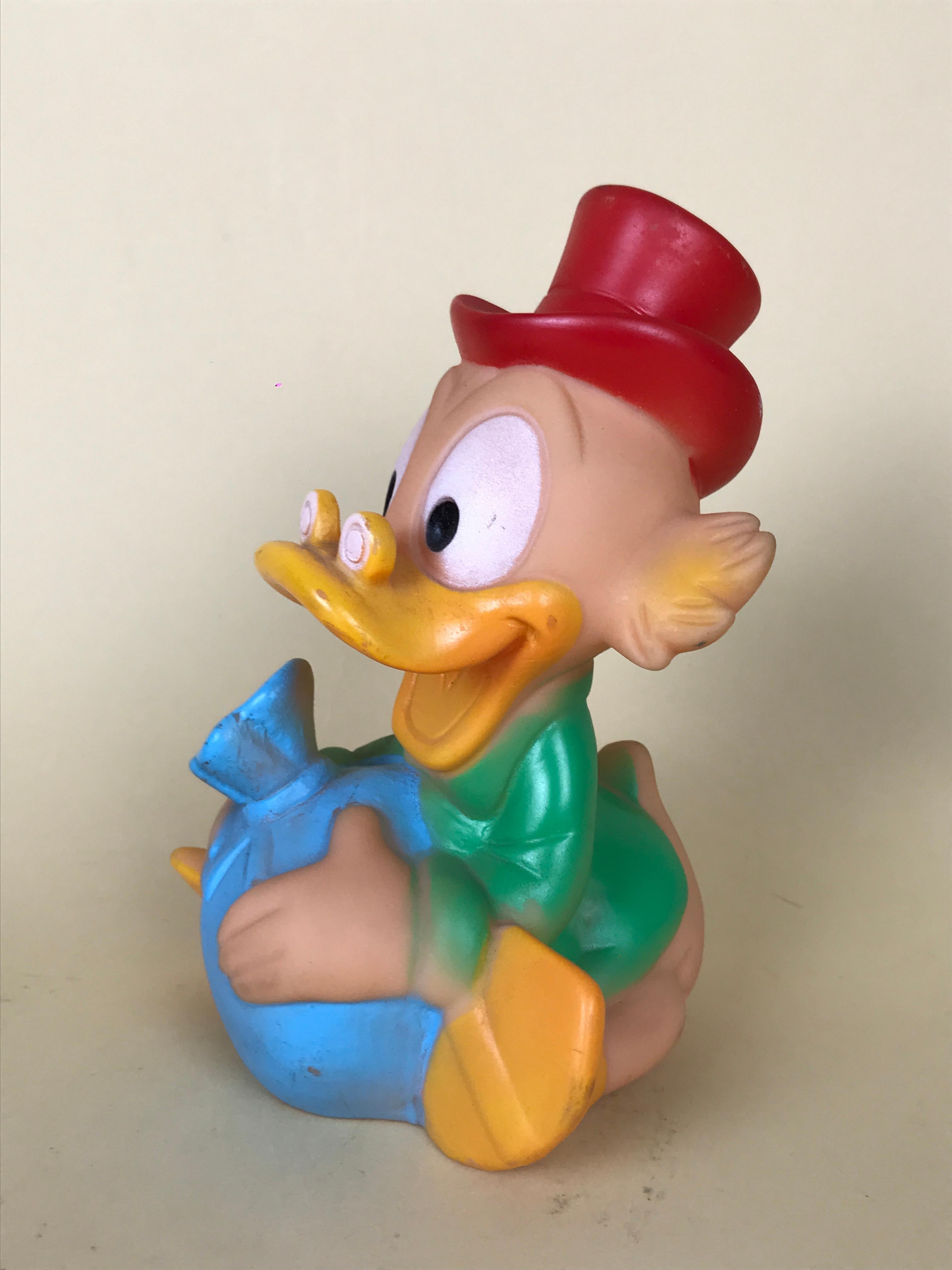 Spanish 1960s Vintage Uncle Scrooge Squeak Toy Made in Spain by Jugasa for Disney