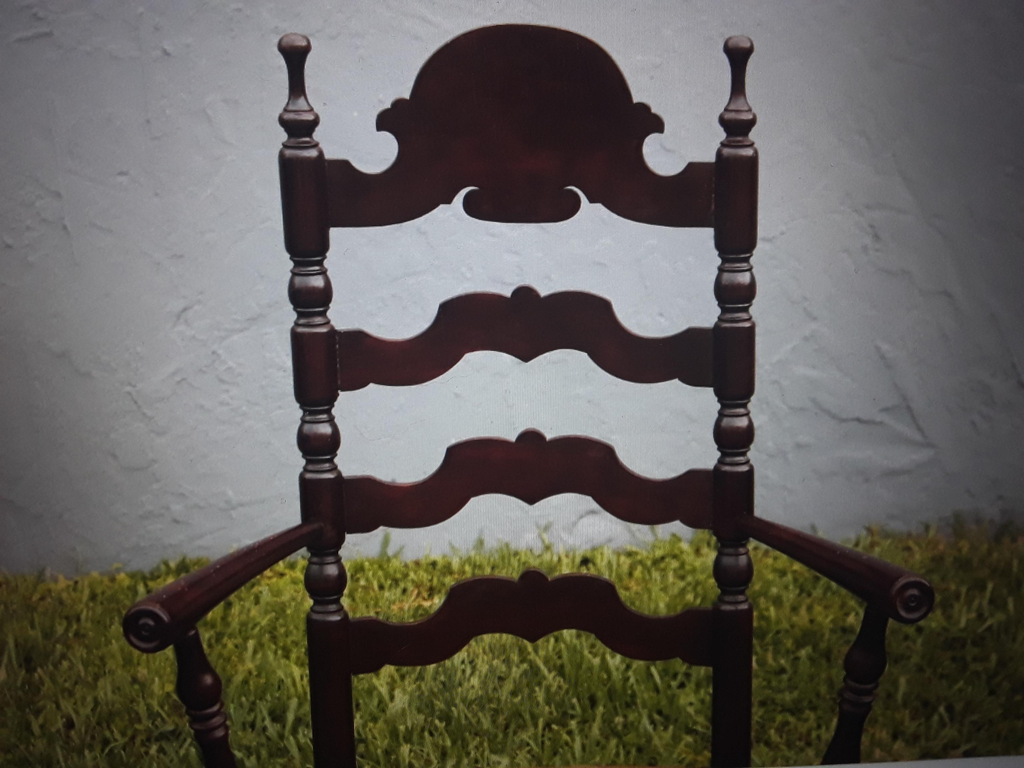 1960's Vintage Victorian style Spindle Occasional/ Side/ Armchair / Rush Seat For Sale 7
