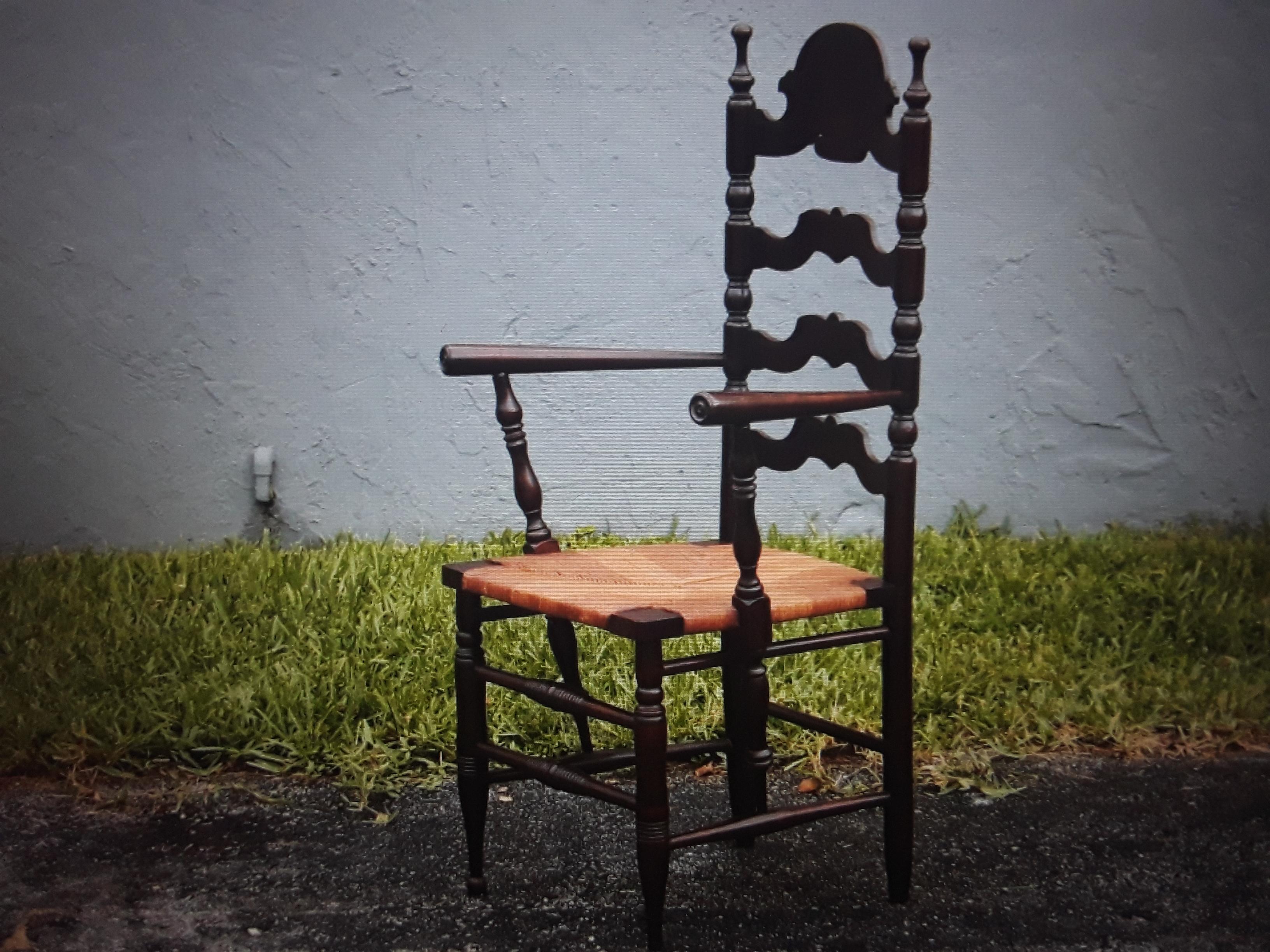 1960's Vintage Victorian style Spindle Occasional/ Side/ Armchair / Rush Seat For Sale 8