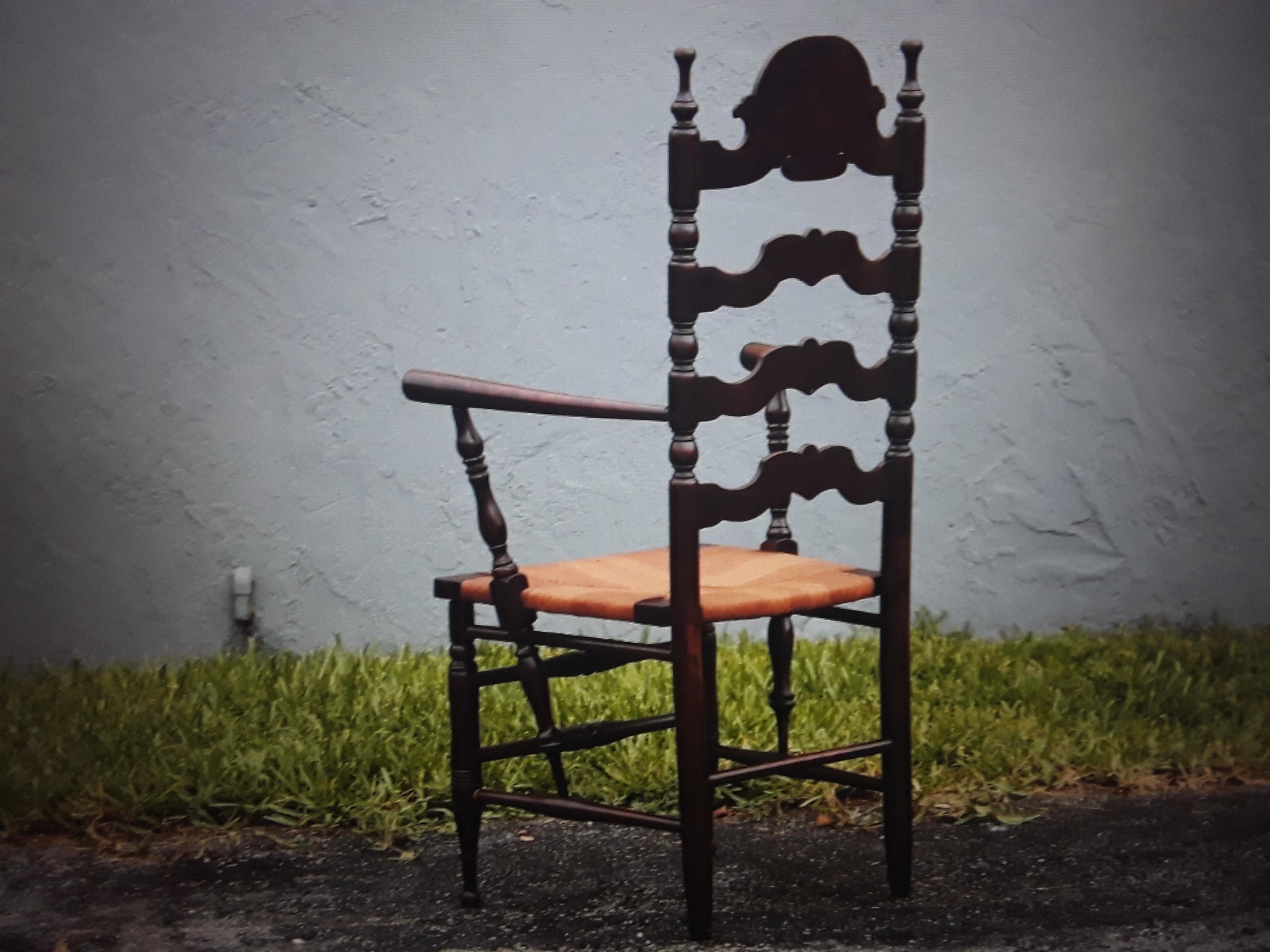 1960's Vintage Victorian style Spindle Occasional/ Side/ Armchair / Rush Seat In Good Condition For Sale In Opa Locka, FL