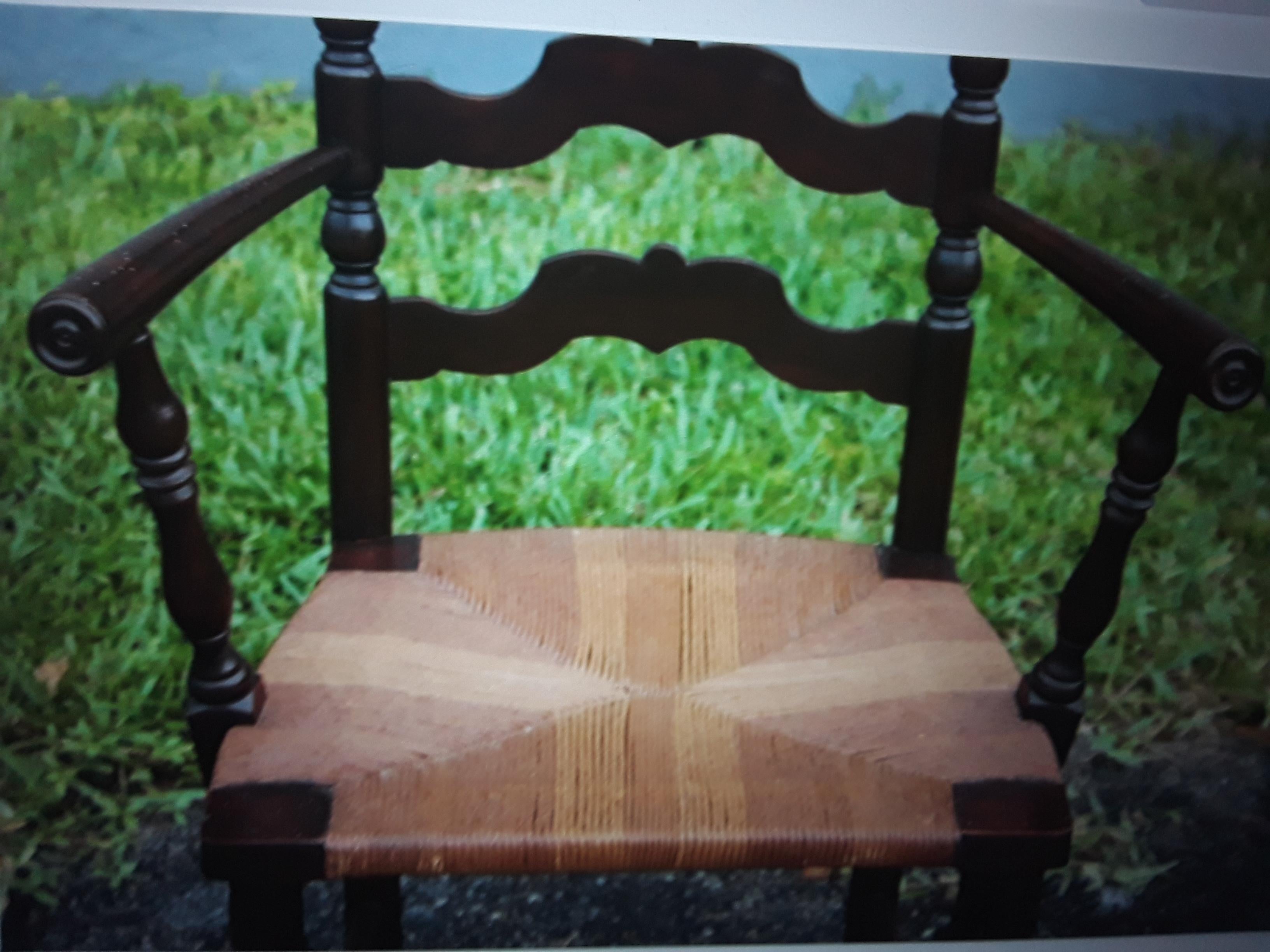 1960's Vintage Victorian style Spindle Occasional/ Side/ Armchair / Rush Seat For Sale 2