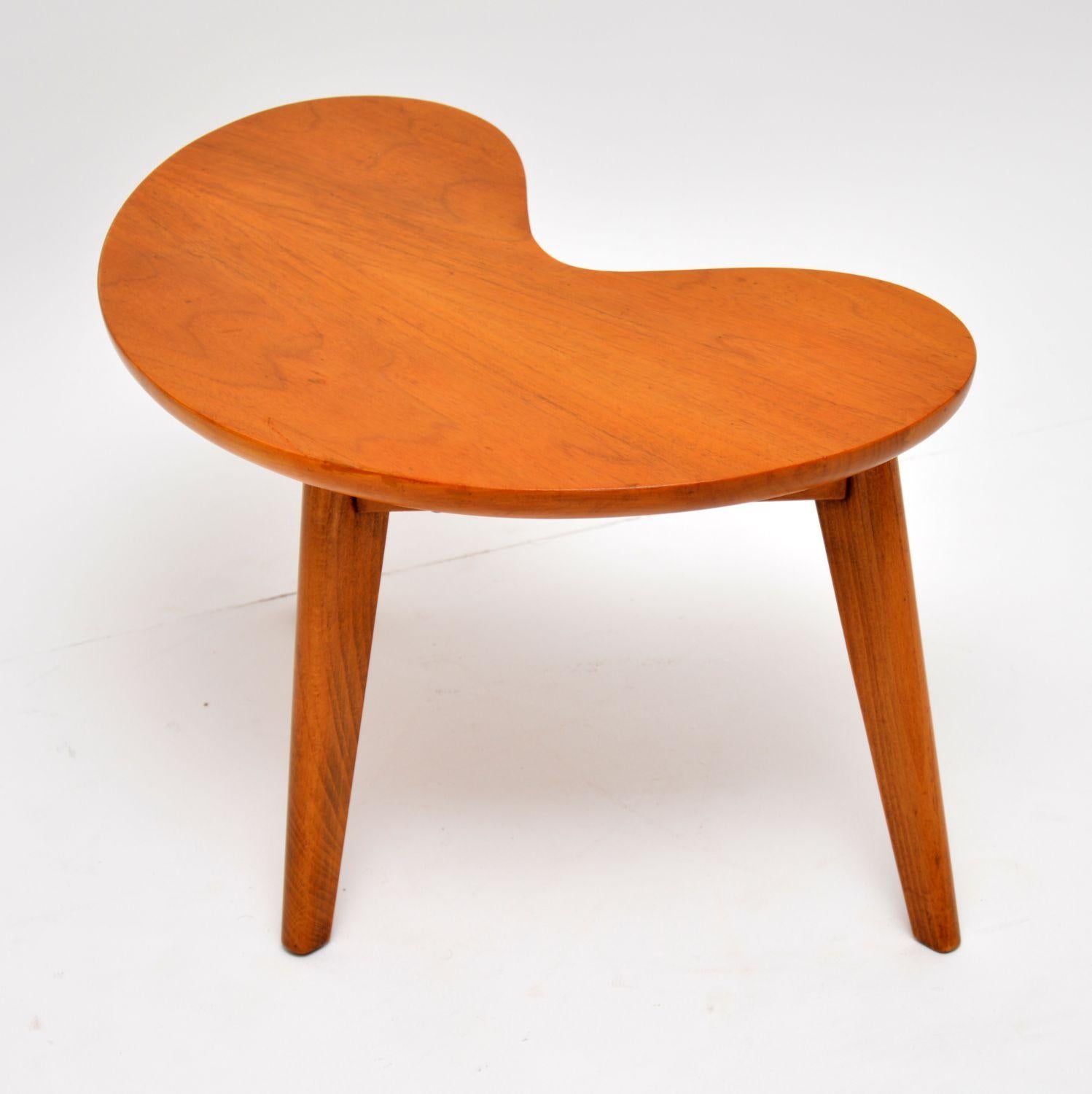 British 1960s Vintage Walnut Boomerang Side Table